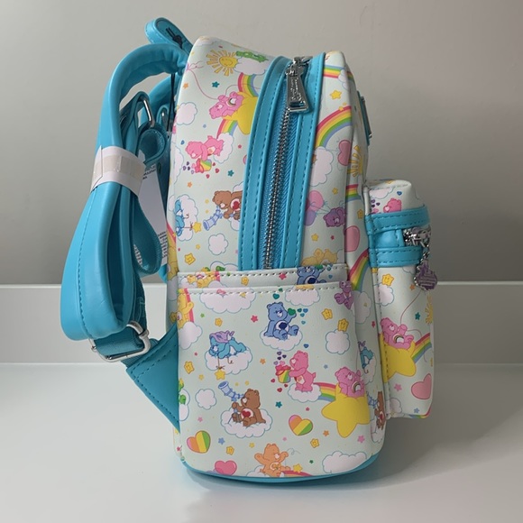 LOUNGEFLY EXCLUSIVE 40th CARE BEARS NWT RAINBOW MINI BACKPACK - Picture 9 of 11